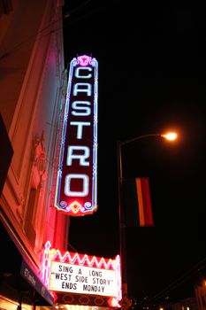 San Francisco Castro theater Gay district city scene at twilight 