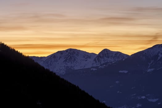 Beautiful twilight view on the Passo Tonale, Western Dolomites, Italy