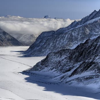 Beautiful mountain view from Jungfraujoch, Switzerland, Bernese Alps, Switzerland