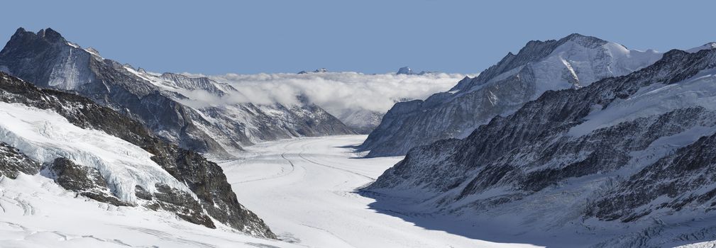 Magnificent view on the Aletsch Glacier from Jungfraujoch.