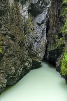 Beautiful green water in the Aare Canyon between Meiringen and Innertkirchen, Bernese Alps, Switzerland