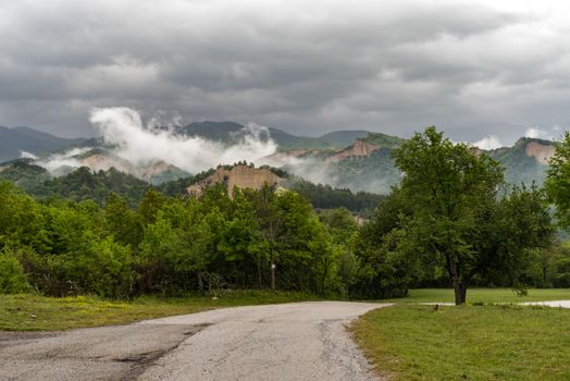 Road to medieval orthodox monastery of Rozhen, near Melnik, Bulgaria