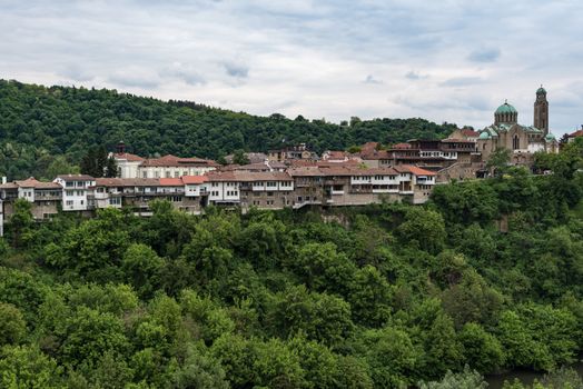 View to Veliko Tarnovo old town and  Cathedral of Rozhdestvo Bogorodichno ( Nativity of the Virgin). Bulgaria.