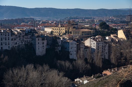 View to Cuenca old town. View from medieval part of city, built on the steep sides of a mountain. Cuenca, Spain