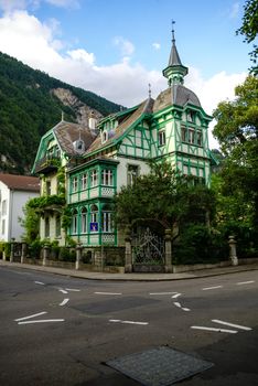 Old wooden house in central of Interlaken town, Switzerland