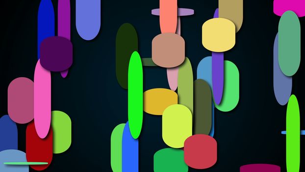 Bright colorful shapes, computer generated abstract background, 3D rendering background
