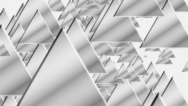 Many white triangles for technology conceptual background, 3D rendering computer generated abstraction