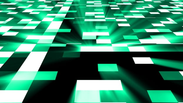 Abstract square technology background with bright flare, 3d rendering backdrop, computer generated digital art