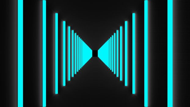 Many rooms illuminated with lamps, movement and perspective, computer generated background, 3D render background