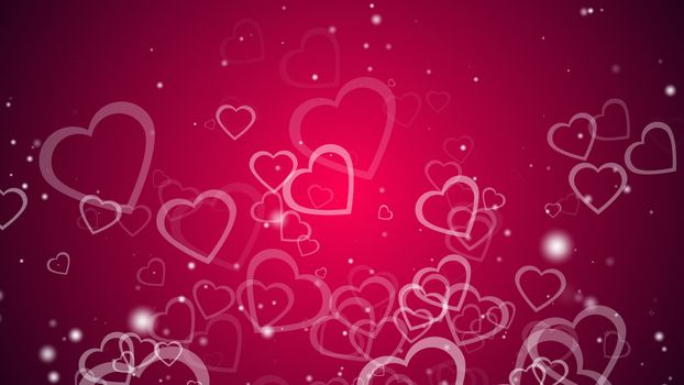 Abstract background with many hearts, 3d rendering computer generated backdrop for Valentine day