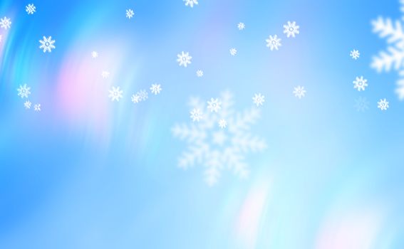 Falling snowflakes with shining effect, computer generated winter background, 3D rendering