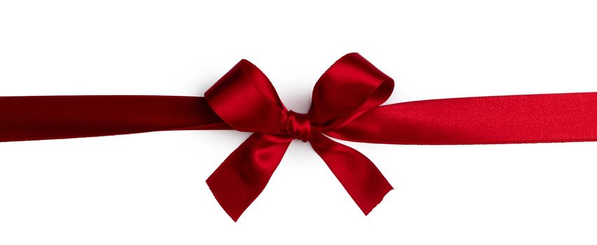 Red gift bow isolated on white background