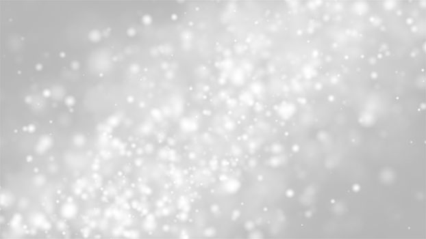 Many white bokeh particles in space, computer generated abstract background, 3d rendering backdrop