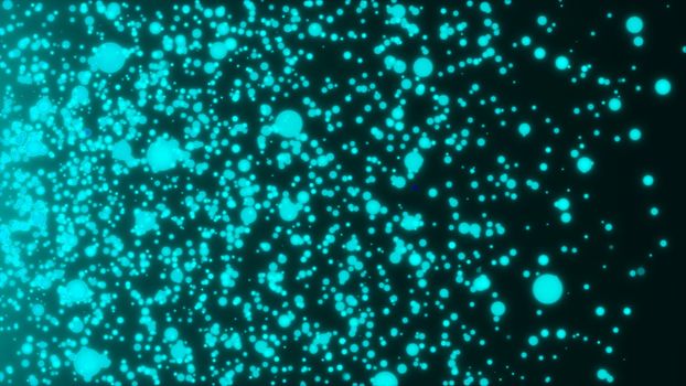 Many abstract small blue particles in space, computer generated abstract background, 3D rendering backdrop