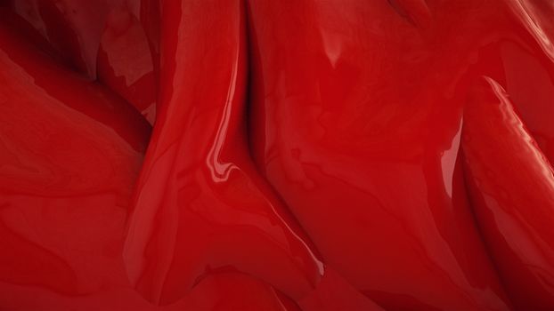 Beautiful red wavy fabric, computer generated background, 3d rendering backdrop