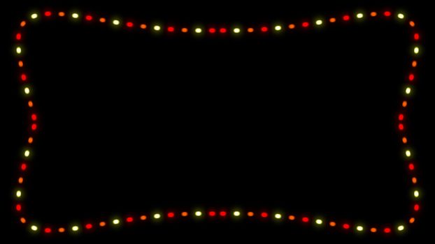 Bright frame with christmas lights, 3d rendering background, element for design, computer generating