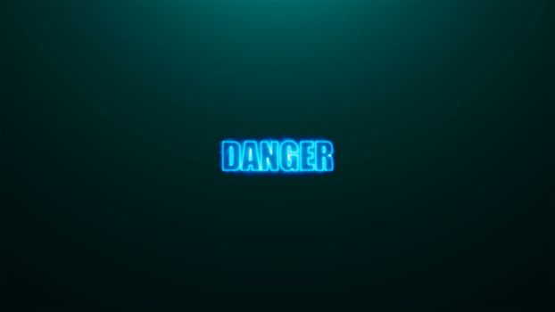 Letters of Danger text on background with top light, 3d rendering background, computer generating