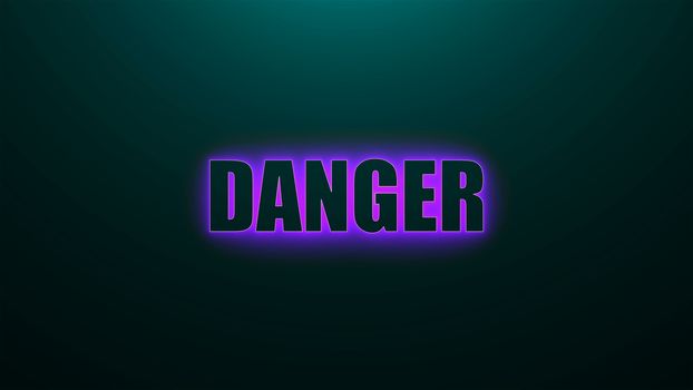 Letters of Danger text on background with top light, 3d rendering background, computer generating