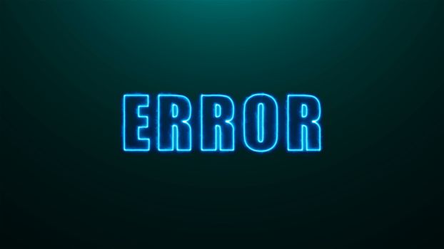 Letters of Error text on background with top light, 3d rendering background, computer generating for gaming