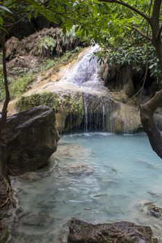 Beautiful landscape of Erawan falls at the national park of Kanchanaburi province, Thailand
