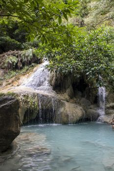 Beautiful landscape of Erawan falls at the national park of Kanchanaburi province, Thailand