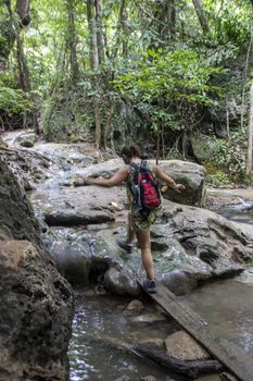 Beautiful landscape of Erawan falls at the national park of Kanchanaburi province, Thailand