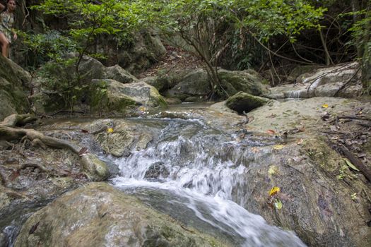 Beautiful landscape of Erawan falls at the national park of Kanchanaburi province, Thailand