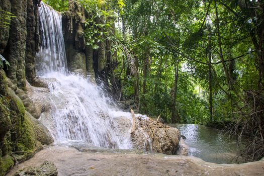 Beautiful landscape of Erawan falls at the national park of Kanchanaburi province, Thailand