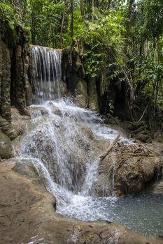 Beautiful landscape of Erawan falls at the national park of Kanchanaburi province, Thailand