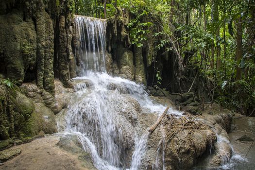 Beautiful landscape of Erawan falls at the national park of Kanchanaburi province, Thailand