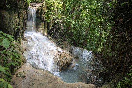 Beautiful landscape of Erawan falls at the national park of Kanchanaburi province, Thailand