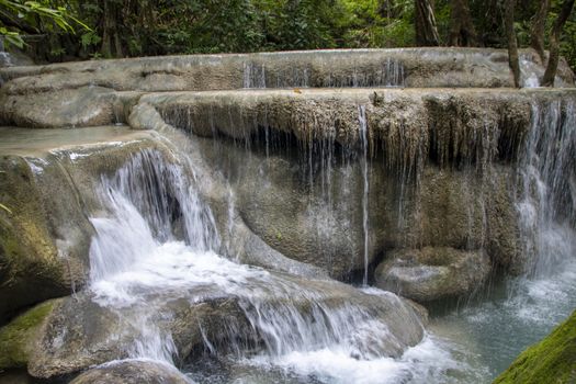 Beautiful landscape of Erawan falls at the national park of Kanchanaburi province, Thailand
