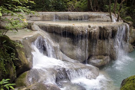 Beautiful landscape of Erawan falls at the national park of Kanchanaburi province, Thailand