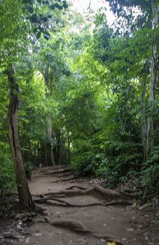 Beautiful landscape of Erawan falls at the national park of Kanchanaburi province, Thailand