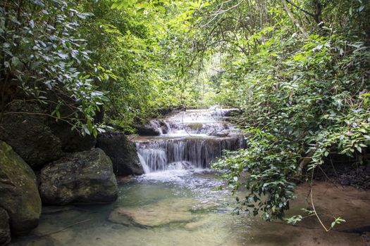 Beautiful landscape of Erawan falls at the national park of Kanchanaburi province, Thailand
