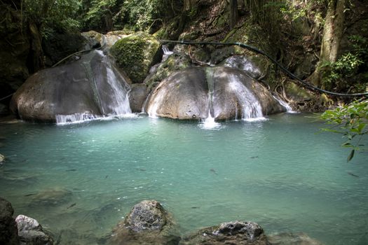 Beautiful landscape of Erawan falls at the national park of Kanchanaburi province, Thailand