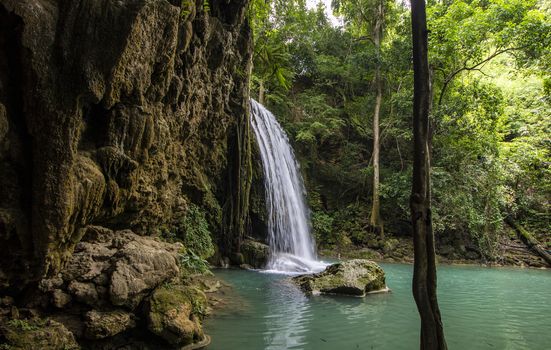 Beautiful landscape of Erawan falls at the national park of Kanchanaburi province, Thailand