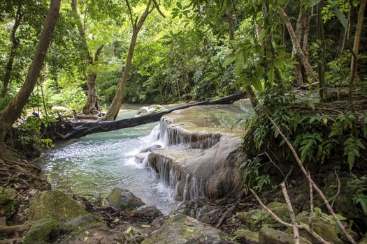 Beautiful landscape of Erawan falls at the national park of Kanchanaburi province, Thailand