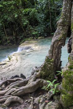 Beautiful landscape of Erawan falls at the national park of Kanchanaburi province, Thailand