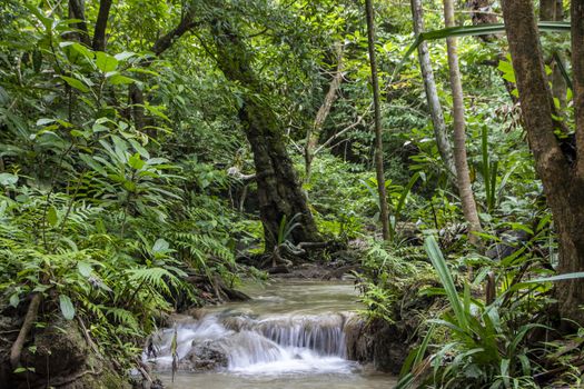 Beautiful landscape of Erawan falls at the national park of Kanchanaburi province, Thailand