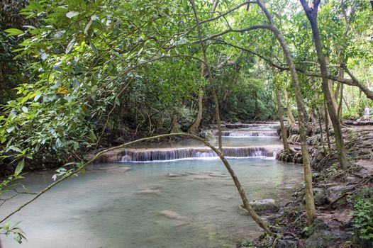 Beautiful landscape of Erawan falls at the national park of Kanchanaburi province, Thailand