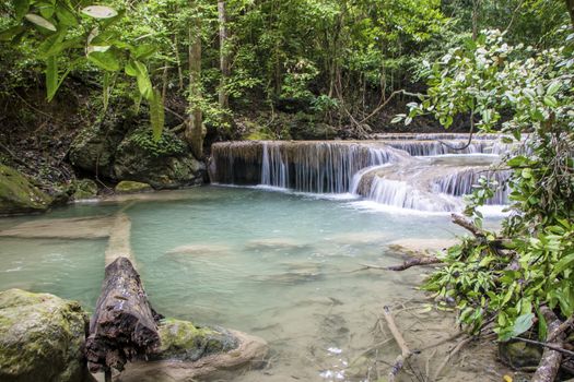 Beautiful landscape of Erawan falls at the national park of Kanchanaburi province, Thailand