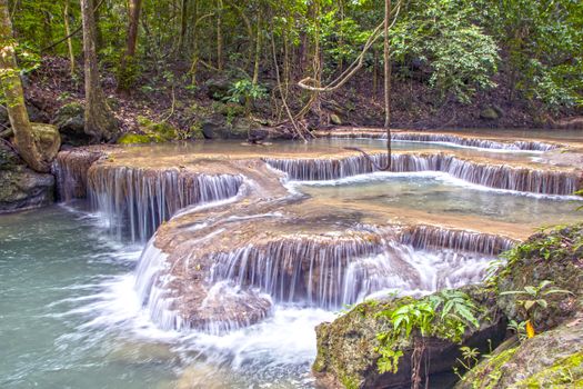 Beautiful landscape of Erawan falls at the national park of Kanchanaburi province, Thailand