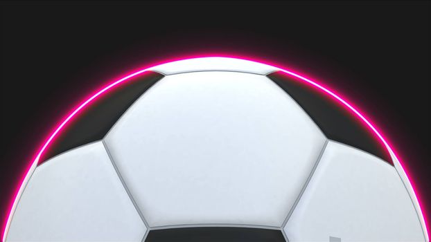 Realistic soccer ball with illumiantion on black, element for design, 3d rendering illustration