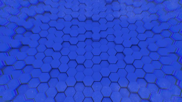 Abstract geometric hexagons, optical Illusion, computer generated 3D rendering backdrop.