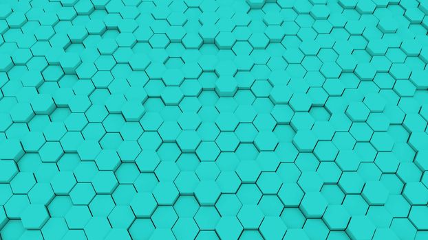 Abstract geometric hexagons, optical Illusion, computer generated 3D rendering backdrop.