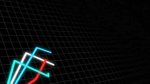 Some graphs in space with grid for demonstrating business development and revenue, 3d render background