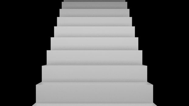 Many stairs in space, 3d rendering backdrop with staircases, computer generated background