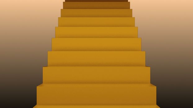 Many stairs in space, 3d rendering backdrop with staircases, computer generated background