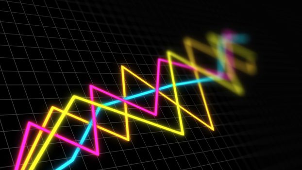 Some graphs in space with grid for demonstrating business development and revenue, 3d render background